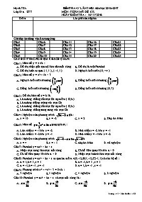 Kiểm tra 45 phút lần 3 học kì I năm học 2016 - 2017 môn Toán - Mã đề132
